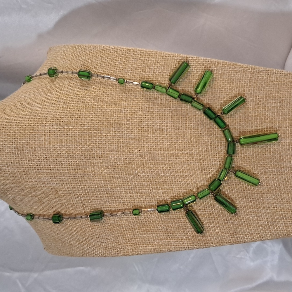 Hand Crafted Green Glass Beaded Necklace